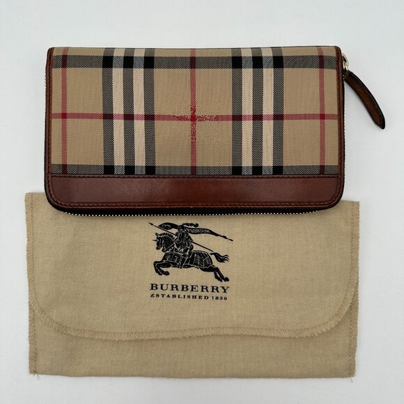 Burberry Tan Horseferry Zip Around Wallet - Picture 1 of 12
